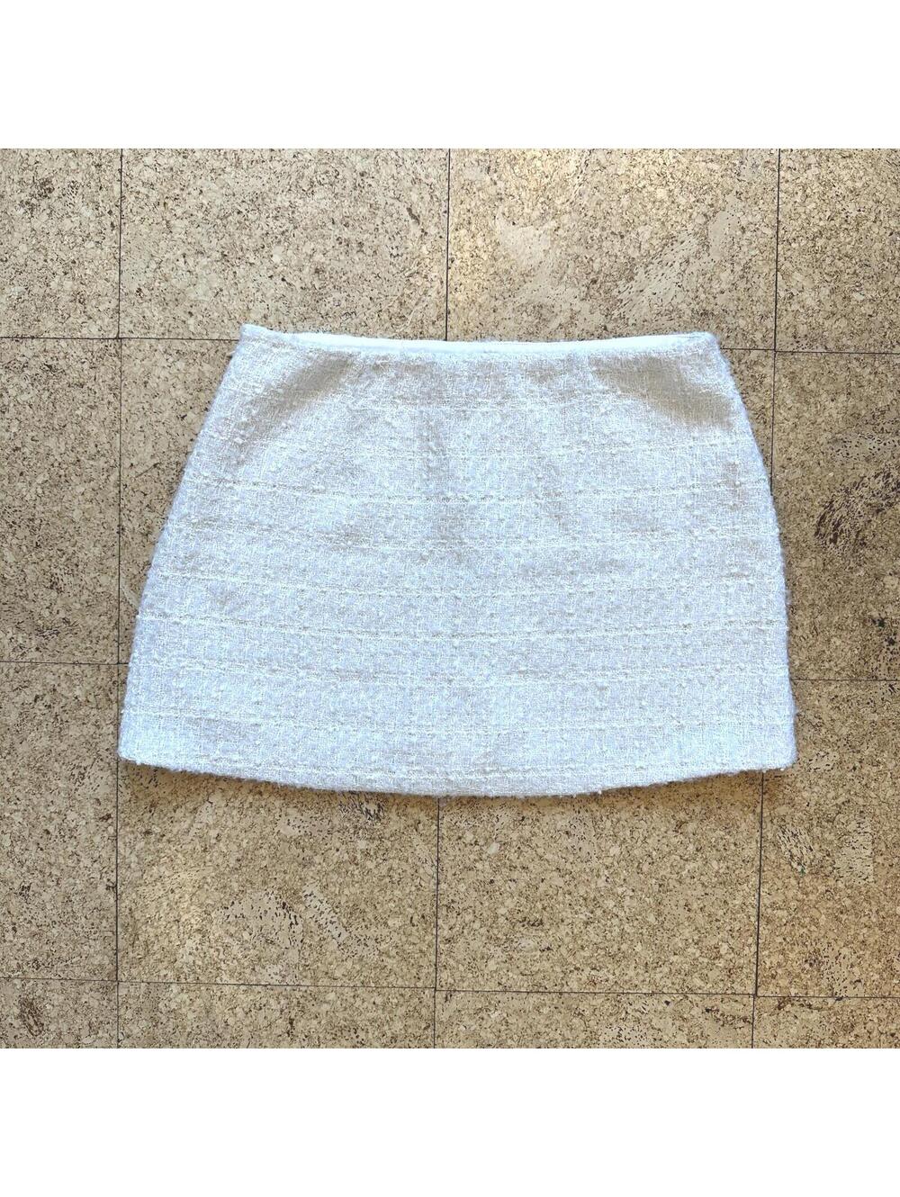 Abercrombie Tweed Mini Skirt/Skort Cream Lined Womens Large NWT Preppy Coquette - Picture 2 of 7